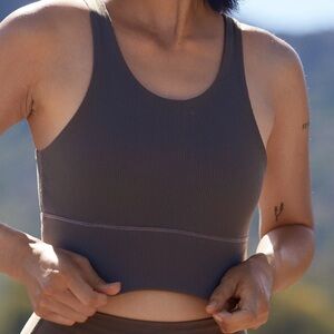 Offline by Aerie | Longline Ribbed Black Sports Bra BLACK